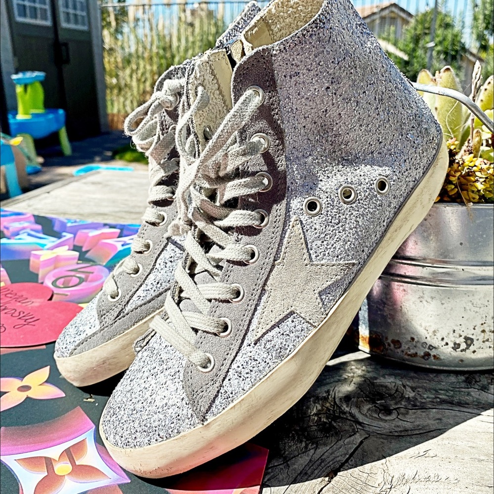 GOLDEN GOOSE GLITTER GREY SILVER FRANCYS EUC 38 - Picture 3 of 17
